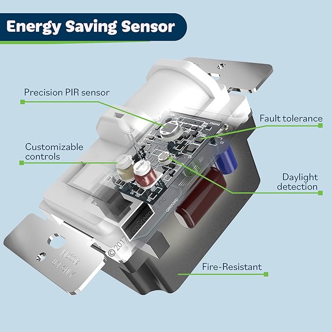 TOPGREENER in-Wall PIR Motion Sensor Light Switch, Motion Sensor Switch - Image 7