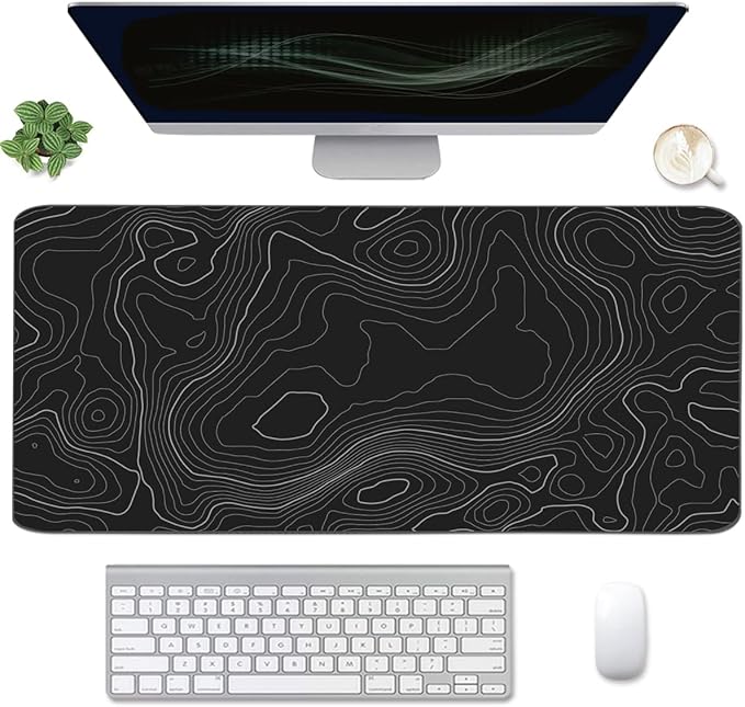 Topographic Mouse Pad, Extended Gaming, Desk Mat Laptop Waterproof Decor Writing by WBWEIRDBEAST