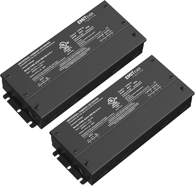 EMITEVER Dimmable Led Driver, 2 Packs 96W AC 110V-277V to DC 24V Transformer by EMITEVER