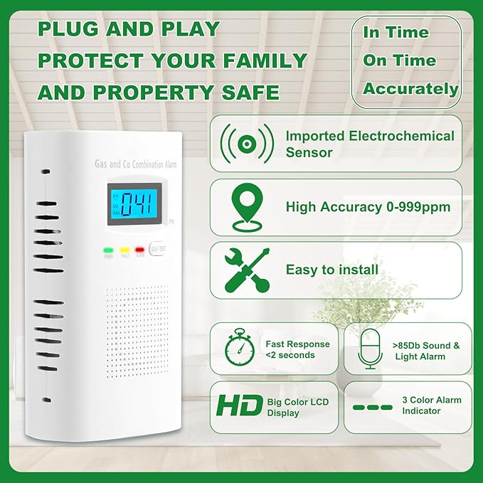 Combination Gas and Carbon Monoxide Detector Plug-in | CO Alarm & Natural Gas - Image 3