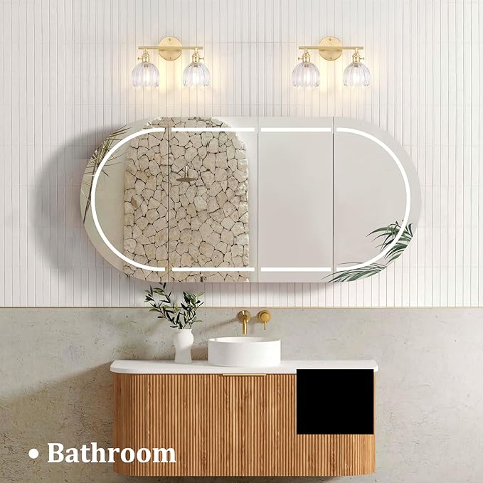 Shenmoyl Bathroom Light Fixtures, 2-Light Brass Vanity Wall Light Over Mirror - Image 9