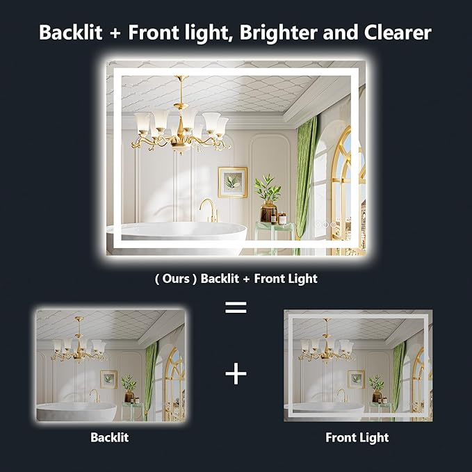 YEELAIT 44x30 Inch LED Bathroom Mirror - Image 2