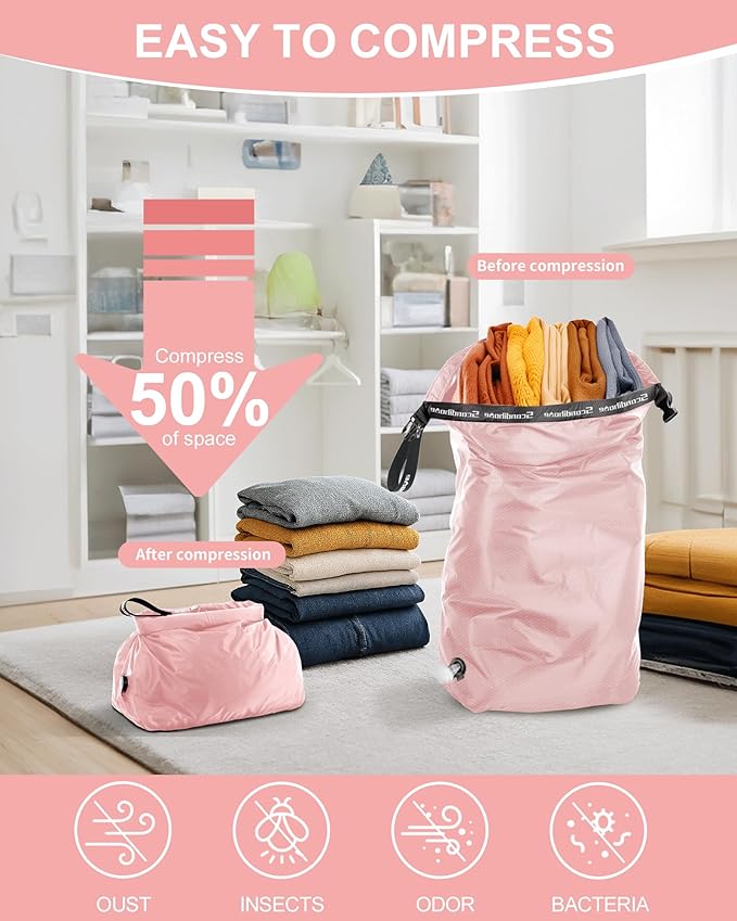 Travel Laundry Bag, Pump Free Vacuum Storage Bag Reusable Compression Dirty - Image 3