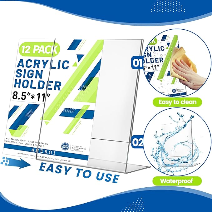 Aheroi 12 PCS Acrylic Sign Display Stands - Image 4