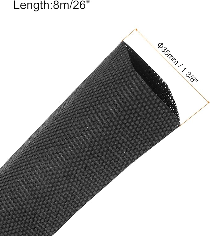 MECCANIXITY Braided Cable Sleeves Heat Shrinkable Fabric Sleeving, 1 3/8" 26ft - Image 2