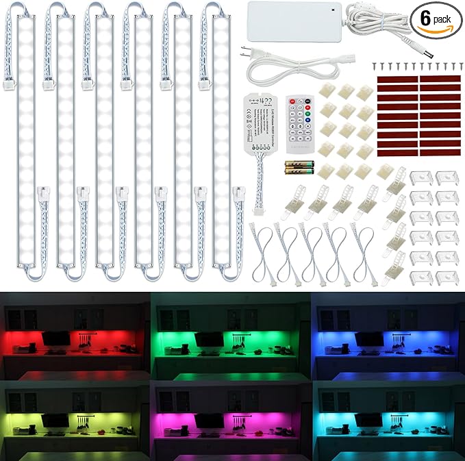 Under Cabinet LED Lights Kit. RGB Color Changing & Super Bright White Lighting. by Litever