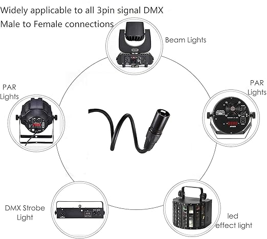 MFL. 10 ft Flexible DMX Cable 3 Pin Signal XLR Male to Female Cable Wire - Image 8