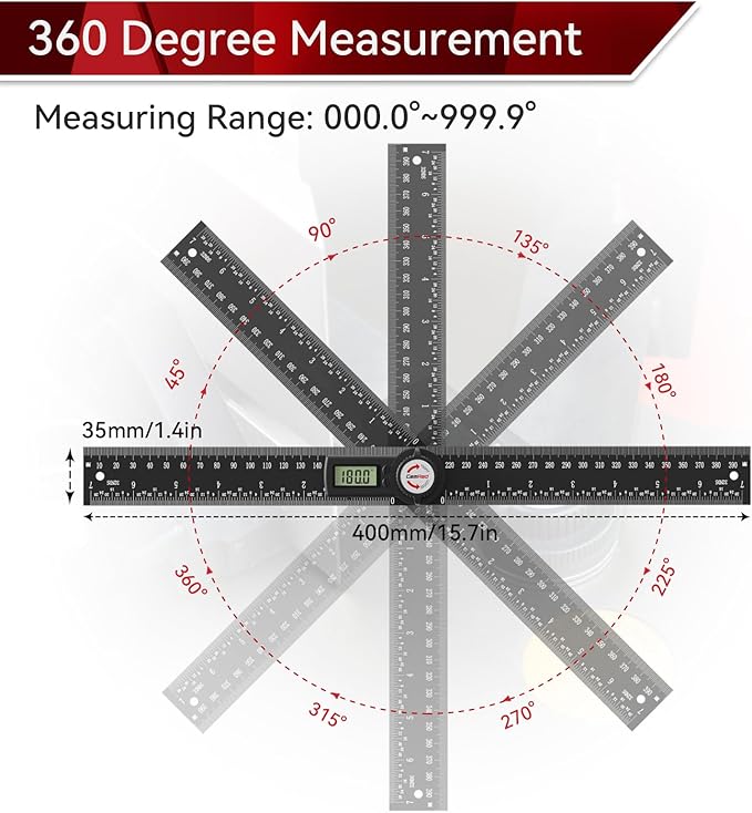 GemRed 82305 Aluminum Digital Angle Finder Protractor - Image 7