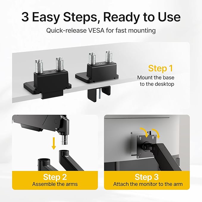 monTEK Dual Monitor Mount with USB Monitor Arms - Image 8