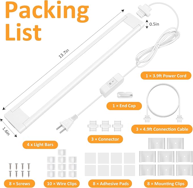 maylit Under Cabinet Lighting Plug in, Renter Friendly Lamp, Wired 110V 120V - Image 7