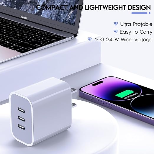 iPhone 16/17 Charger Block, USB C Charger 35W 3-Port Wall Cube Fast Type C - Image 5