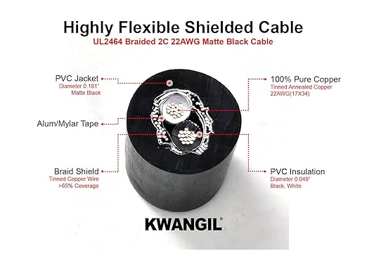 KWANGIL 2C 22AWG AMSB Shielded Cable Wire - Image 2