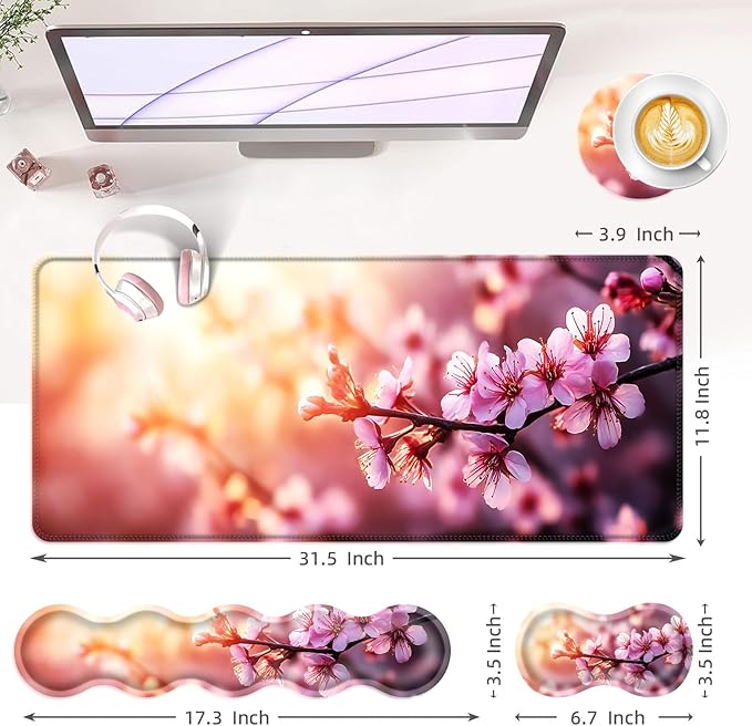 BFUKVOU Large Keyboard Mouse Pad Set, Extended Mouse Pad+Keyboard Wrist Rest - Image 6