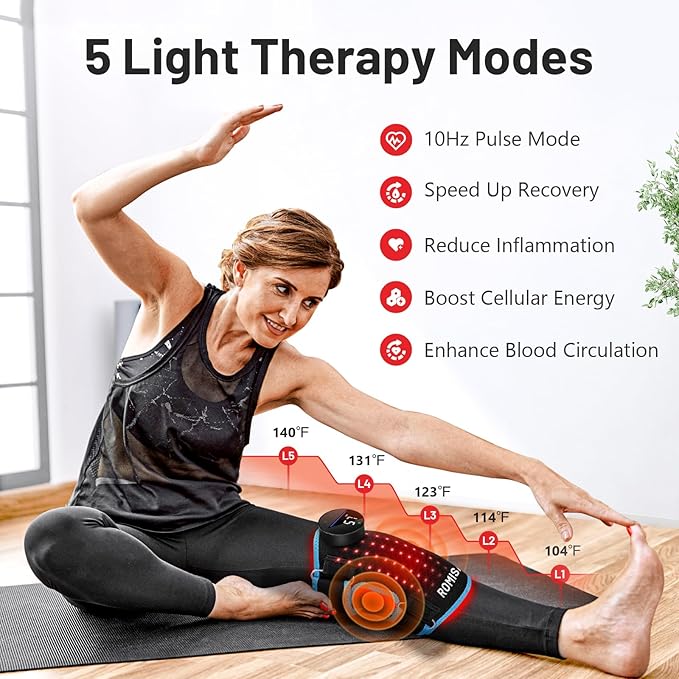 ROMISA Red Light Therapy Knee Brace & Vibration Knee Massage, 660nm & 850nm - Image 2