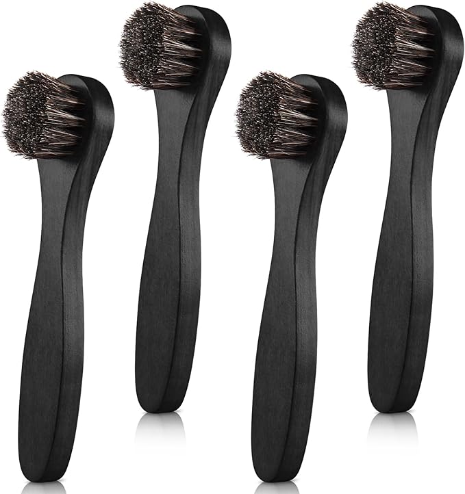 4 Pcs Horsehair Shine Shoes Brush Kit Polish Dauber Applicators Cleaning by ZJoey