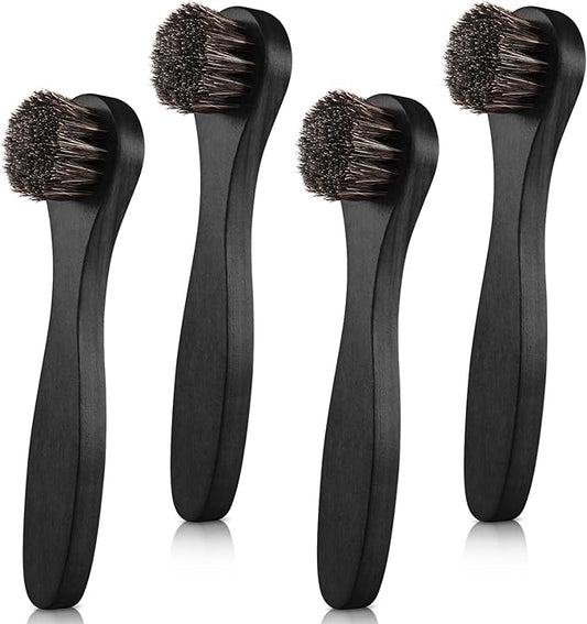 4 Pcs Horsehair Shine Shoes Brush Kit Polish Dauber Applicators Cleaning by ZJoey
