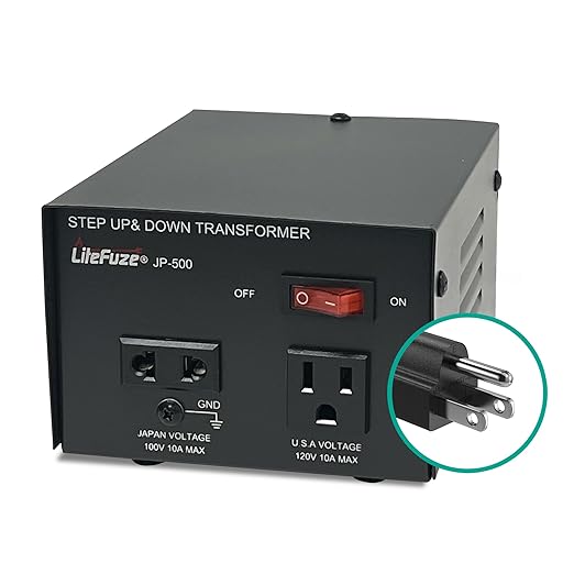 LiteFuze 500W Japan Voltage Converter Transformer – Step Up/Down 100V to 120V / - Image 2