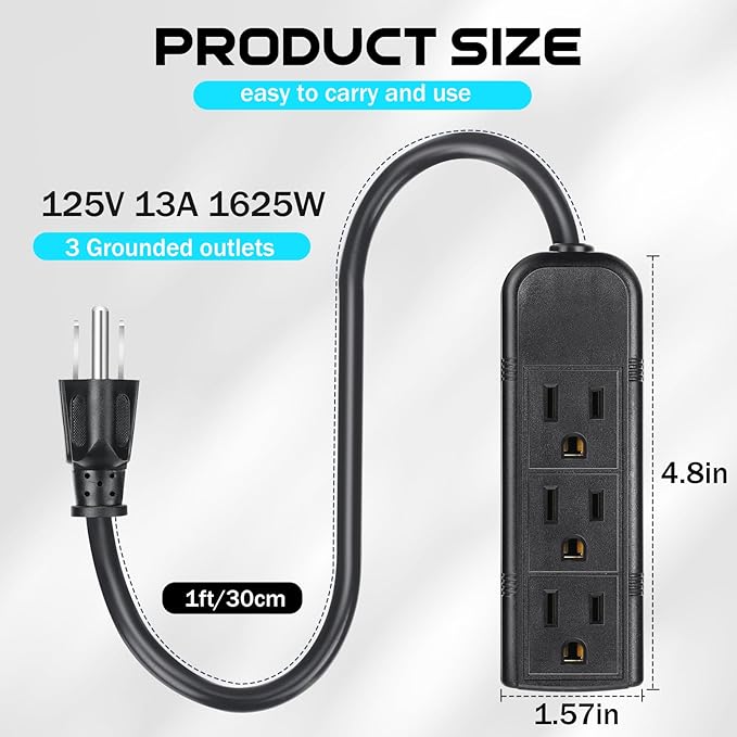 Copkim 36 Pack 3 Outlet Power Strip Extension Cord - Image 2