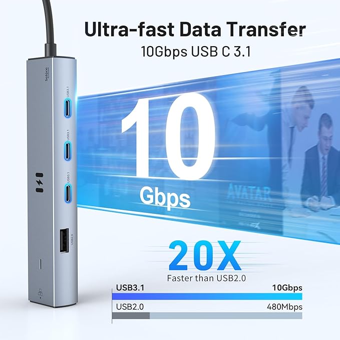 Selore 10Gbps USB C Hub Multiport Adapter, Ethernet Adapter - Image 4