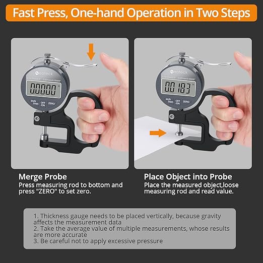Neoteck Digital Thickness Gauge 0.5inch/12.7mm, 0.00005inch/0.001mm LCD Display - Image 5