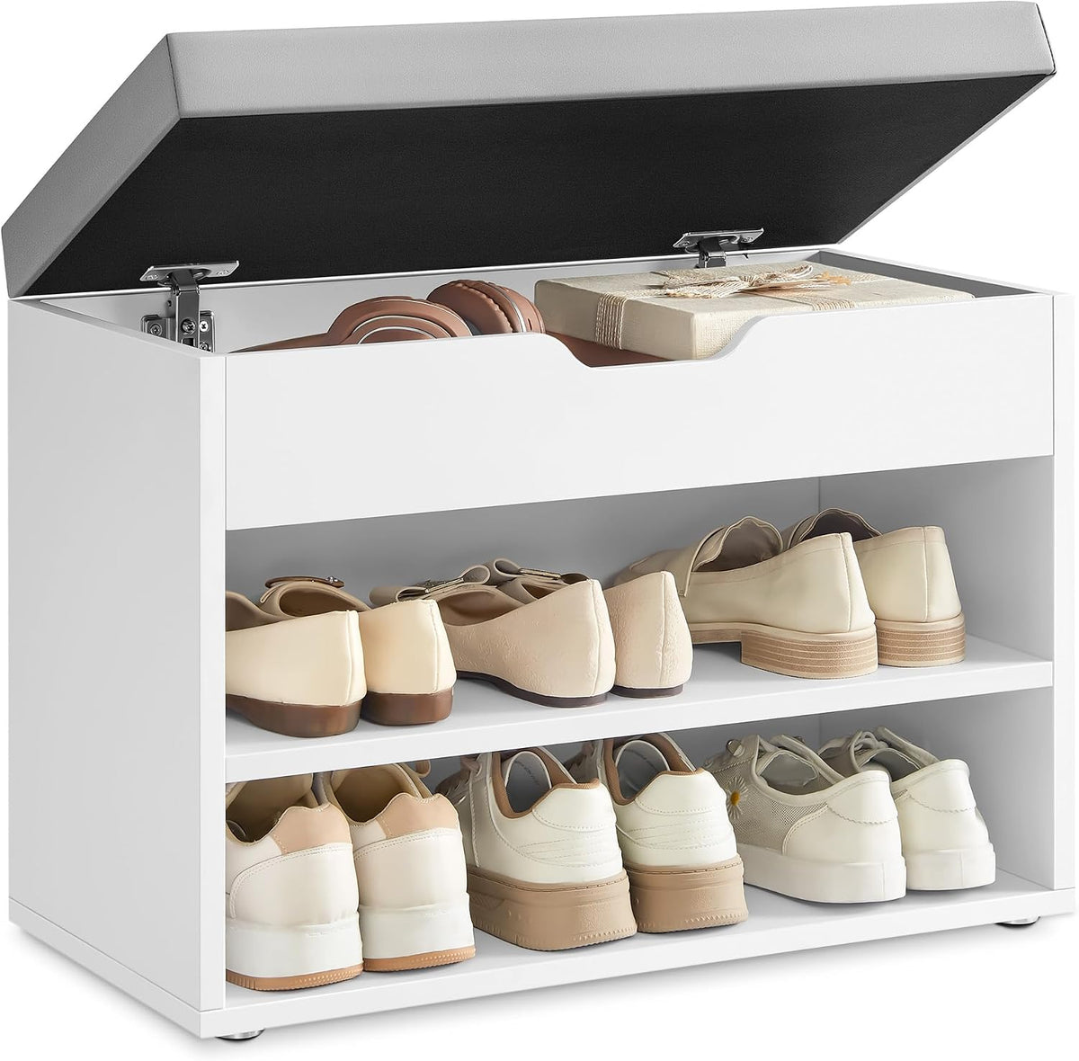 vasagle storage bench with cushion, shoe bench, 11.8, main product view