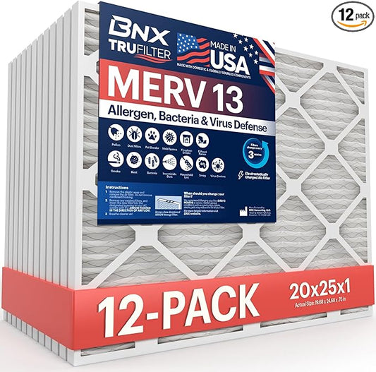 BNX TruFilter 20x25x1 MERV 13 AC Furnace Air Filter by BNX