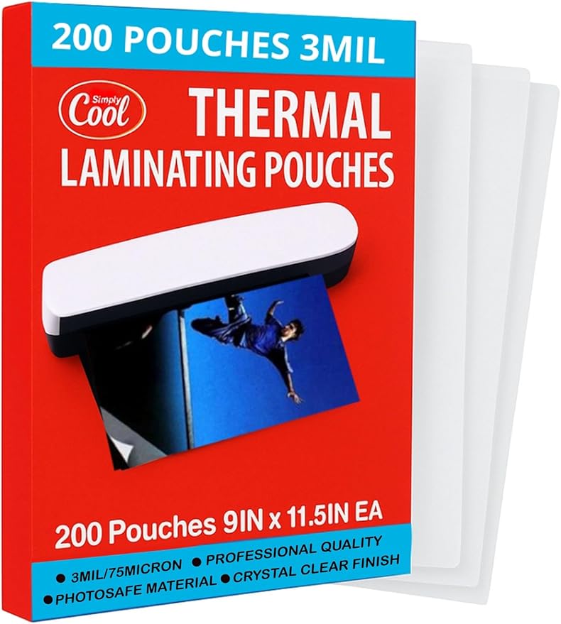 3MIL Thermal Laminating Sheets 9x11.5 inch, Letter Size, Dry-Erase Friendly by SimplyCool
