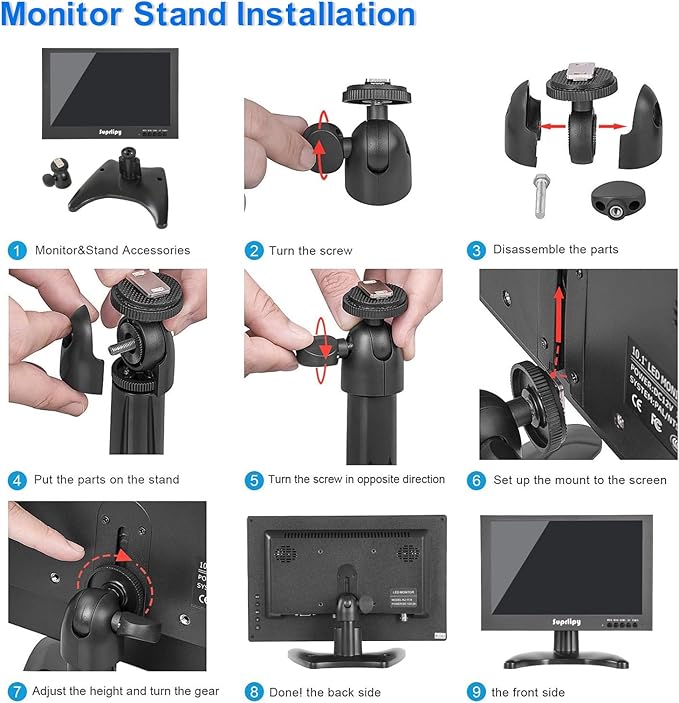 Suprlipy 10.1 Inch Mini Small HDMI Monitor 1920x1200 16:10 IPS Metal Housing - Image 9