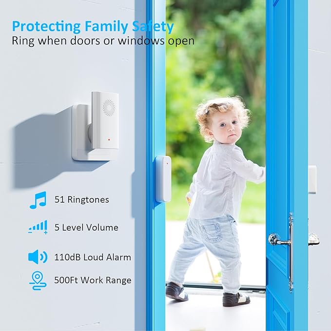 Wireless Door Sensor Chime, Door Open Alarm When Entry Business/Office/Store - Image 2