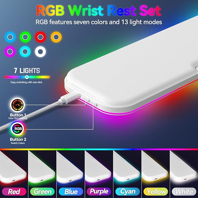 KONDOUND 2-in-1 Heated Wrist Rest Set, Ergonomic Memory Wrist Pad - Image 4