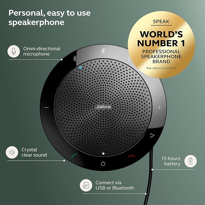 Jabra Speak 510 Portable, USB or Wireless Bluetooth Speaker Meetings and Calls - Image 2
