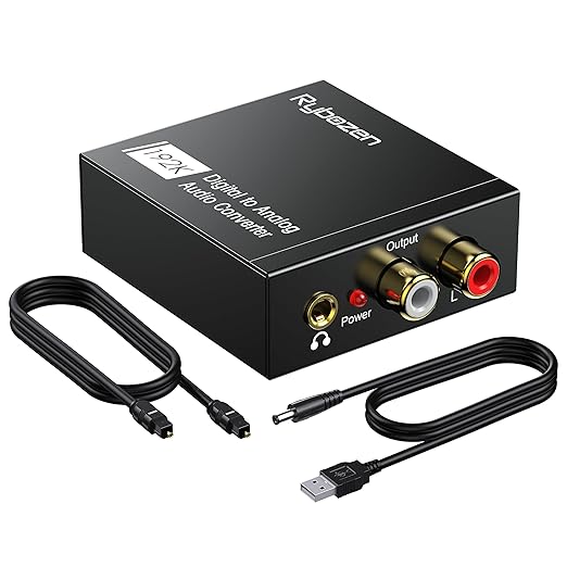 DAC 192KHz Digital to Analog Audio Converter, Optical to RCA Adapter by Digitconvert