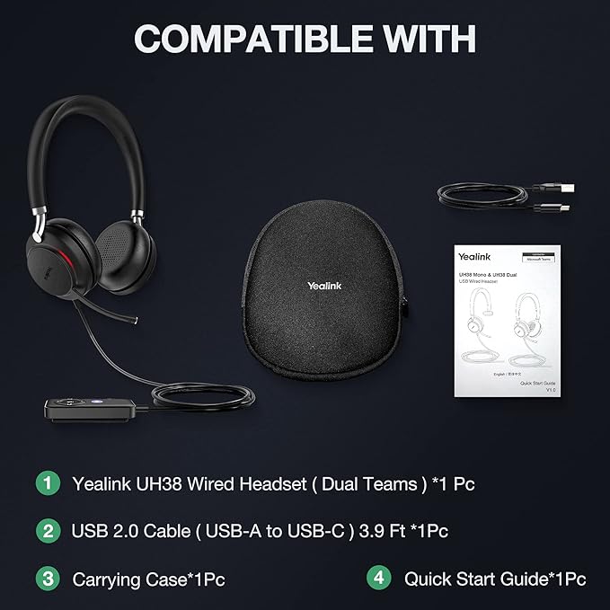 Yealink UH38 Bluetooth USB Wired Headset, Work Headset - Image 7