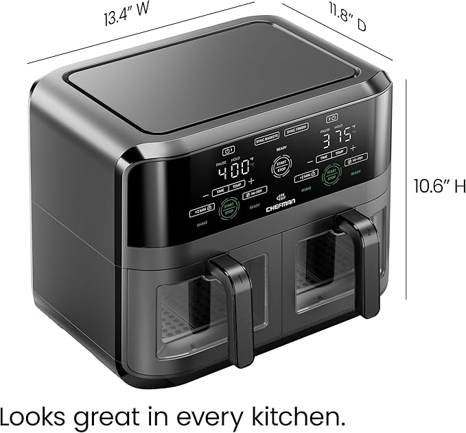 CHEFMAN 6 Quart Dual Basket Air Fryer Oven - Image 7