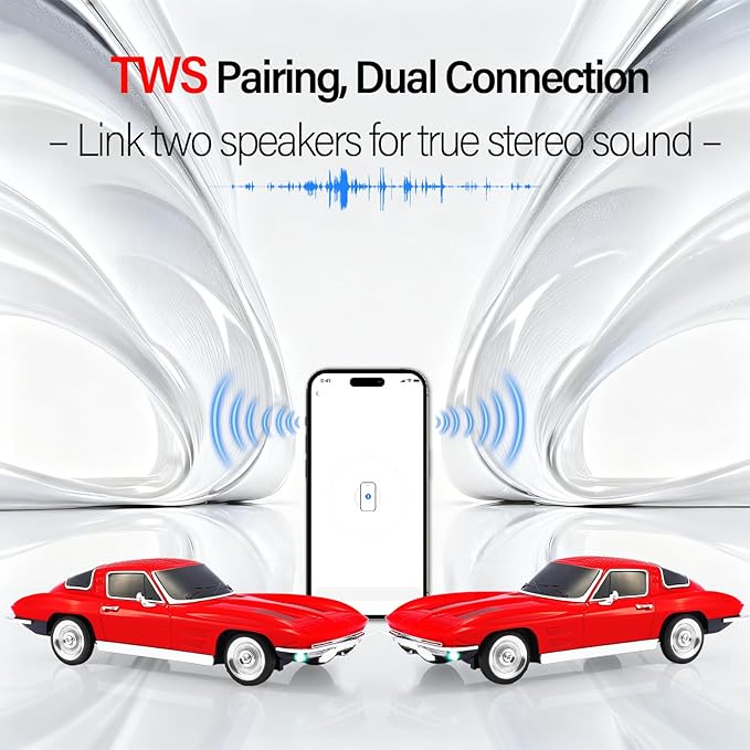 WSTER Retro American Style car Bluetooth Speaker, Portable Wireless Outdoor - Image 3