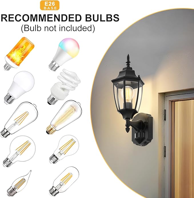 Lamomo Outdoor Wall Sconce, 2 Pack Dusk to Dawn Motion Sensor Light Fixtures - Image 8