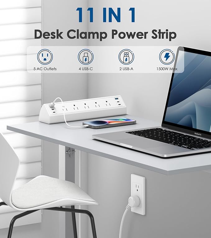 Jgstkcity Desk Clamp Power Strip USB C, 40W Total Fast Charging Station - Image 4