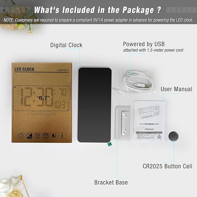 KOSUMOSU Digital Alarm Clocks 6.7in Small Digital Clock - Image 4