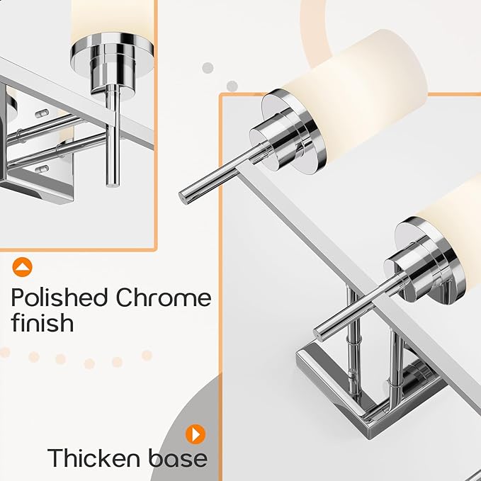 AONEON Bathrom Light Fixtures Polished Chrome 3 Vanity Lights - Image 7