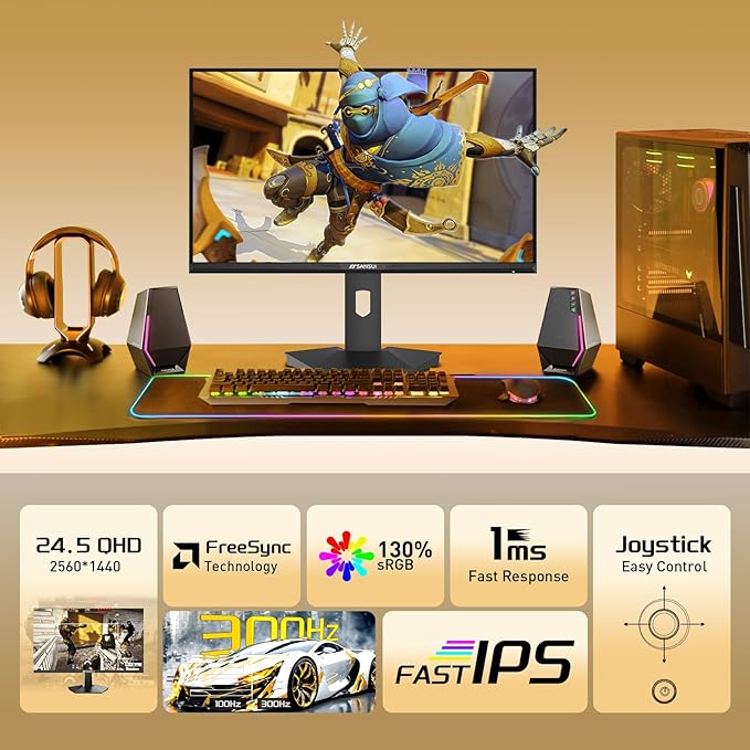 SANSUI 24.5 Inch QHD Gaming Monitor 300Hz, 1ms Fast IPS Computer Monitor - Image 6