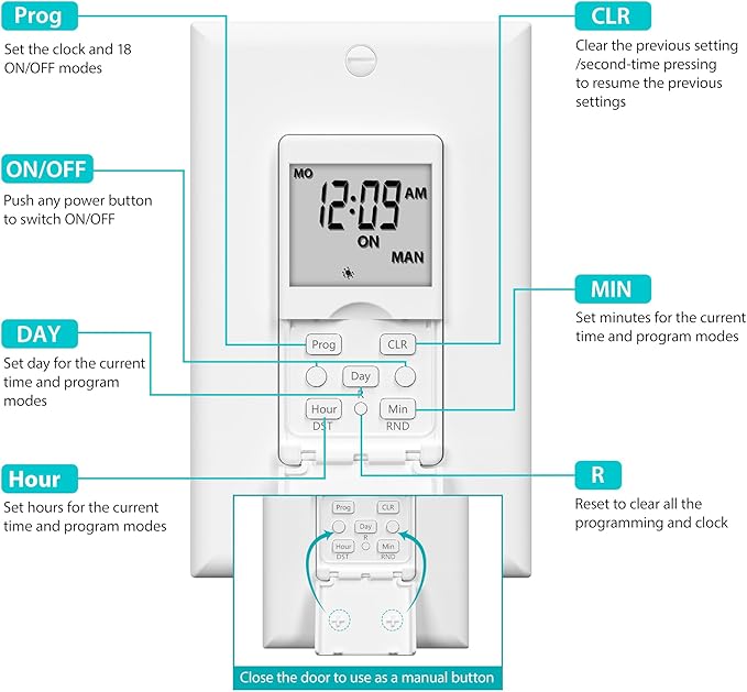 BN-LINK 7 Day Programmable in-Wall Timer Switch - Image 8