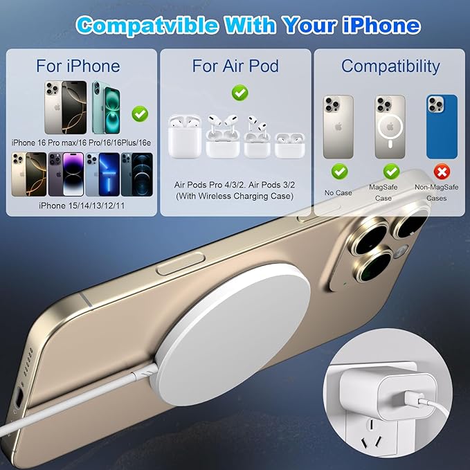 Magnetic Wireless Charger iPhone, Wireless Mag Safe Charger Magnetics Charger - Image 3