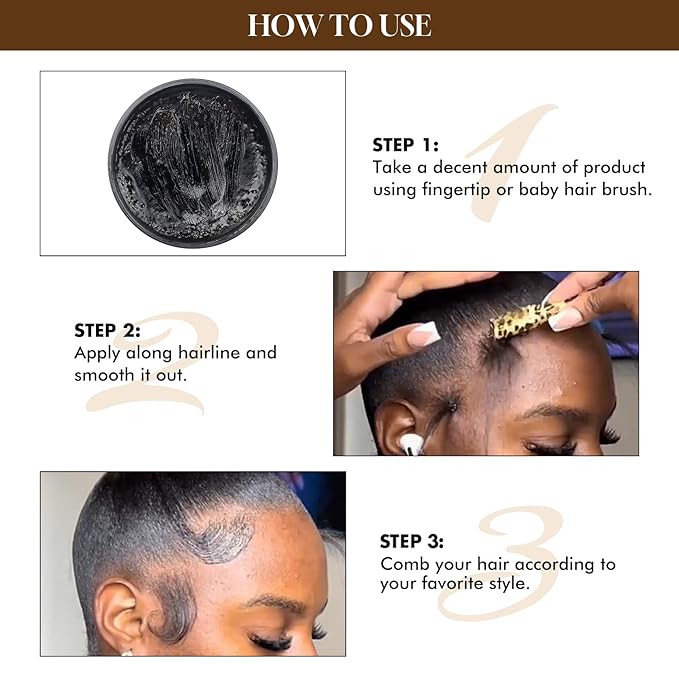 Edge Control Gel for 4C Hair Braiding Hair Gel Firm Hold, Hair Styling Wax - Image 3