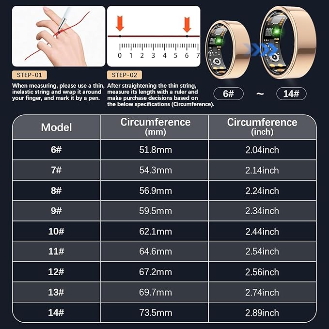 Smart Health Ring for Women Men, Fitness Tracker Ring - Image 2