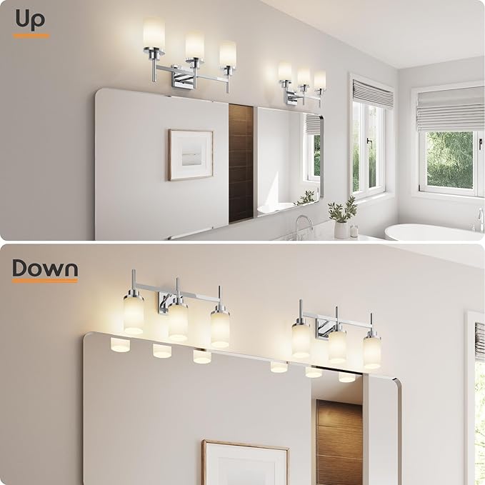 AONEON Bathrom Light Fixtures Polished Chrome 3 Vanity Lights - Image 3
