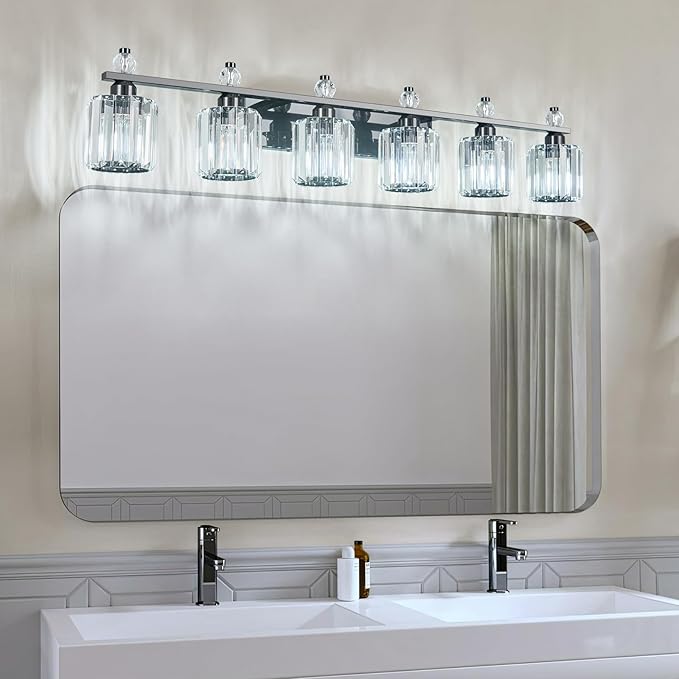 FDPBY Bathroom Vanity Lights 6-Light Plating Black Modern Crystal Vanity Light - Image 3