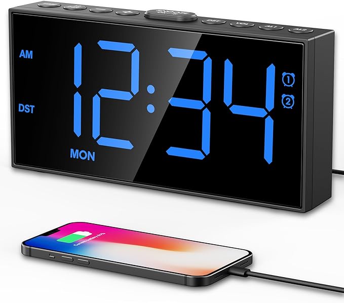 PPLEE Digital Alarm Clocks for Bedrooms Heavy Sleepers, 2 Alarms, Upgrade 7-5-2 by PPLEE