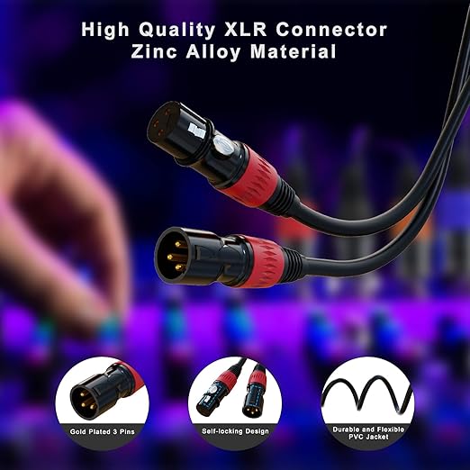 AuxLink XLR Cables, XLR Microphone Cable 25 ft 4 Pack - Image 2