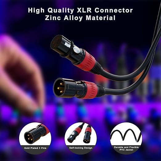 AuxLink XLR Cables, XLR Microphone Cable 10 ft 4 Pack - Image 3