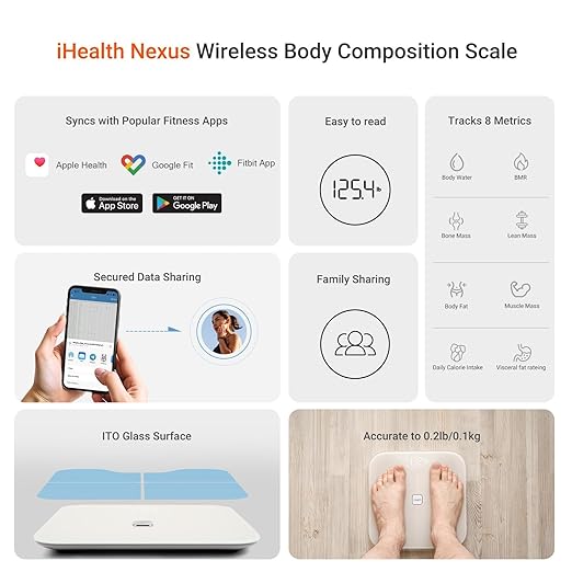 iHealth Nexus Smart Scale for Body Weight Bluetooth, Digital Bathroom Scale - Image 3